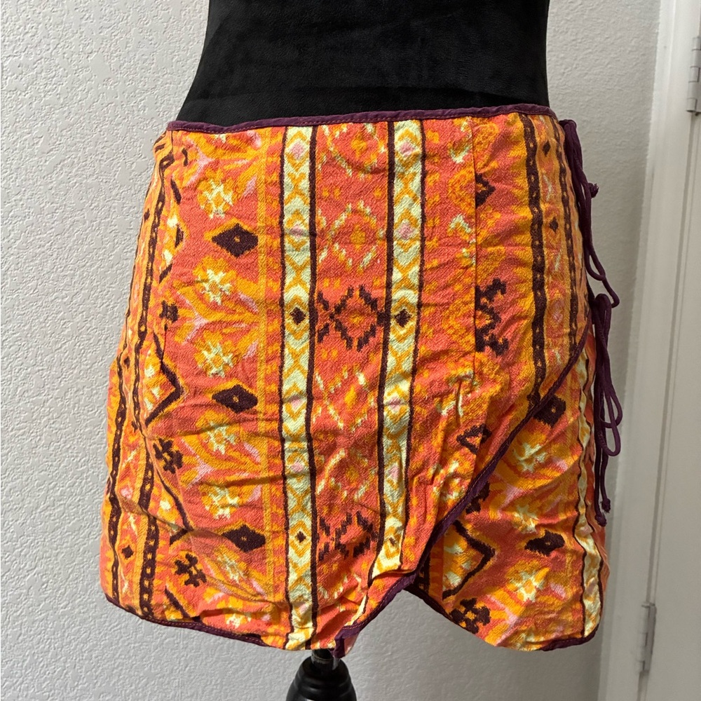 Free people Orange and Yellow Wrap Skirt